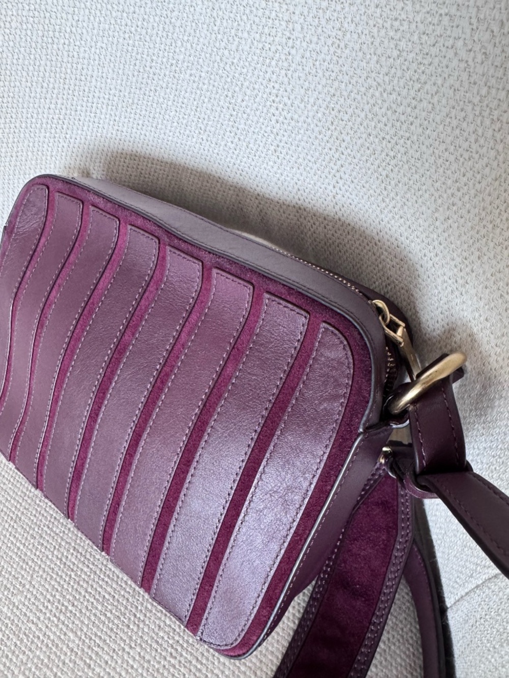MICHAEL Michael Kors Plum Purple Brooklyn Suede/Leather CrossBody Bag - Picture 8 of 10